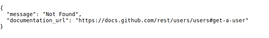 Output when a Github user doesn't exist